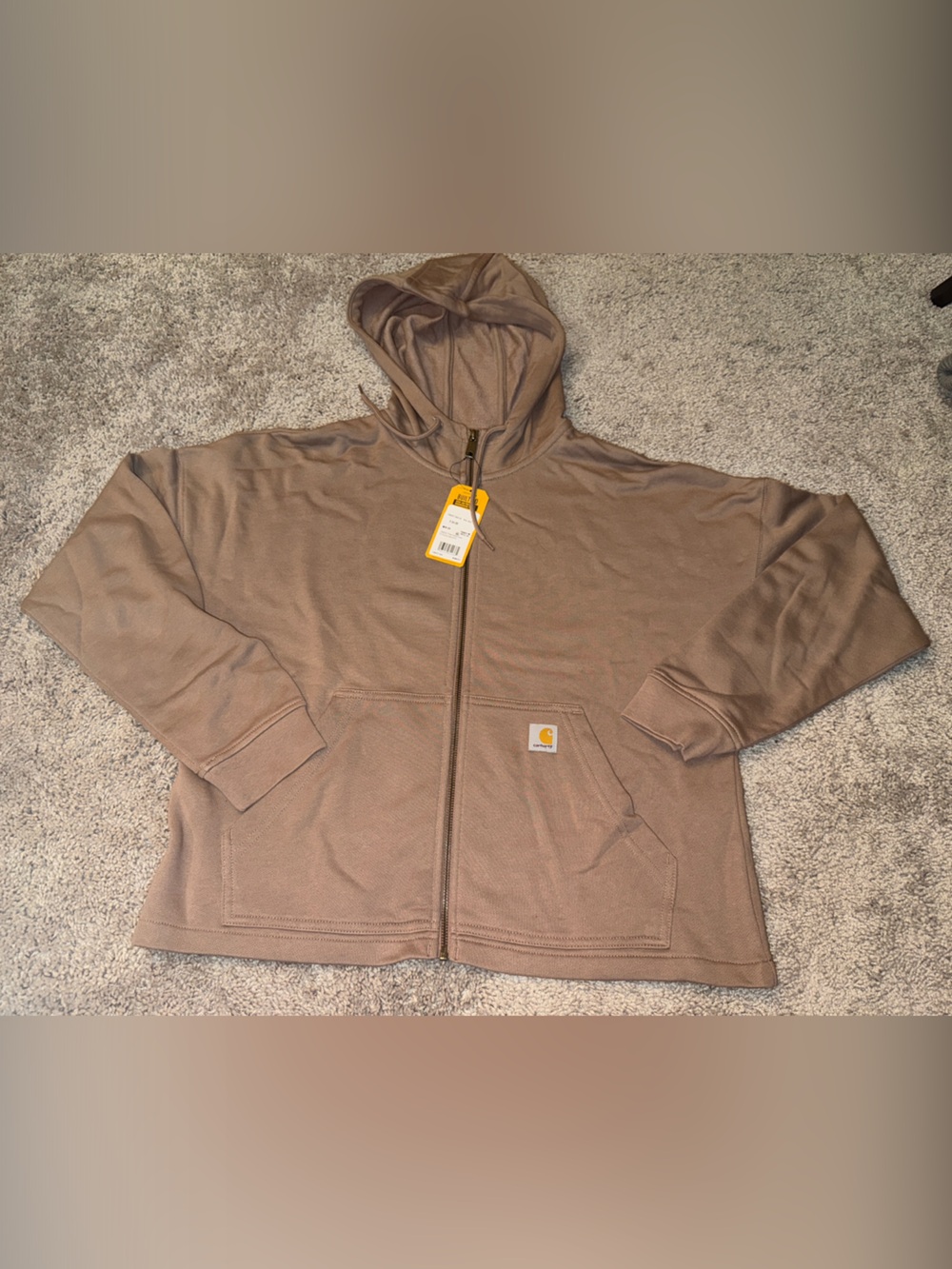 Carhartt Tan Full-Zip Hooded Sweatshirt
